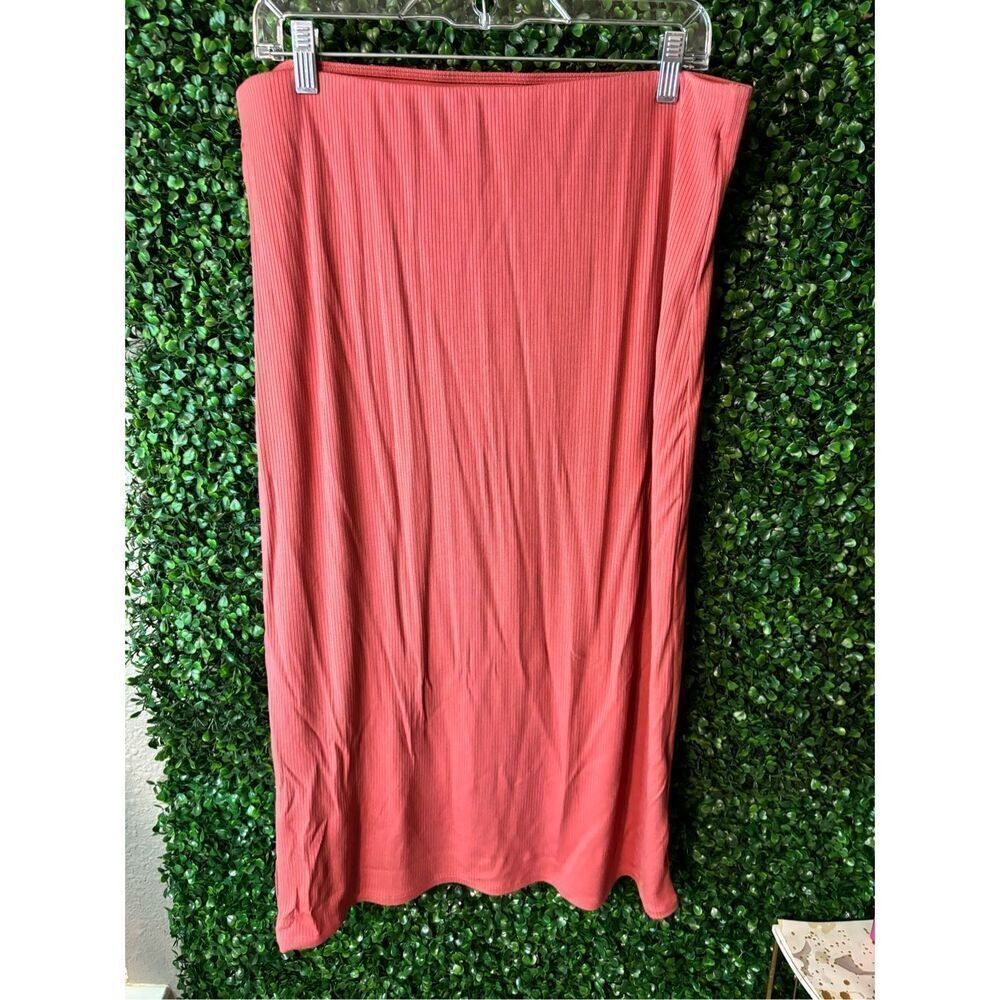 Wilfred Aritzia Jeanine High Rise Ribbed Midi Skirt Sz XL